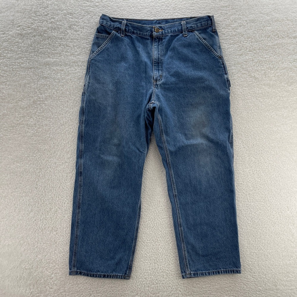 Carhartt Carpenter Jeans Mens 36x30* Blue Medium Wash Denim B13 Workwear Outdoor